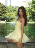 Cute Yellow A Line Sweetheart Neck Organza Short Prom Dress Homecoming Dress HZ1023