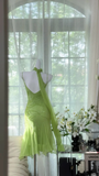 Romantic Green Exquisite Beaded Short Chiffon Homecoming Dress Evening Dress Birthday Party Dress HZ1023