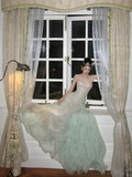 Stunning Green A Line Sweetheart Neck Corset Sequin Tulle Prom Dress Evening Dress HZ1023