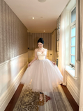 Princess A Line Spaghetti Strap White Tulle Birthday Dress Party Dress HZ1023