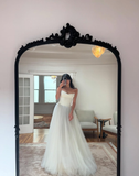 Simple Ball Gown Strapless Satin Tulle Long Wedding Dress HZ1023