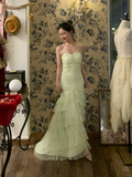 Vintage Light Green Sweetheart Neck Layered Tulle Prom Dress 22th Birthday Dress HZ1023