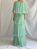 Green Layered Chiffon A Line V Neck Simple Long Party Dress Evening Dress 18 Birthday Dress HZ1023