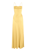 Spaghetti Strps Yellow Slit Long Prom Dress HZ1023