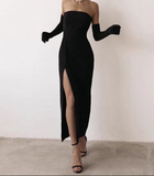 Gorgeous Prom Dresses,Slit Evening Dresses,Long Formal Gowns,Black Formal Dress HZ1023