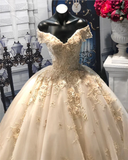 champagne ball gown prom dress Quinceanera Dresses HZ1023