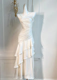 White Enchanted ?? Prom Dress for Party&Graduation-Ruffled Layered Fairytale Birthday Evening Dress HZ1023