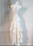 White Enchanted ?? Prom Dress for Party&Graduation-Ruffled Layered Fairytale Birthday Evening Dress HZ1023