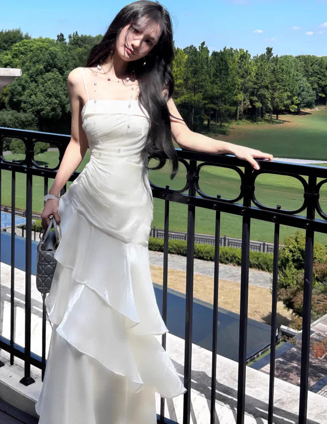 White Enchanted ?? Prom Dress for Party&Graduation-Ruffled Layered Fairytale Birthday Evening Dress HZ1023