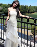 White Enchanted ?? Prom Dress for Party&Graduation-Ruffled Layered Fairytale Birthday Evening Dress HZ1023