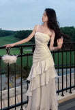 White Enchanted ?? Prom Dress for Party&Graduation-Ruffled Layered Fairytale Birthday Evening Dress HZ1023