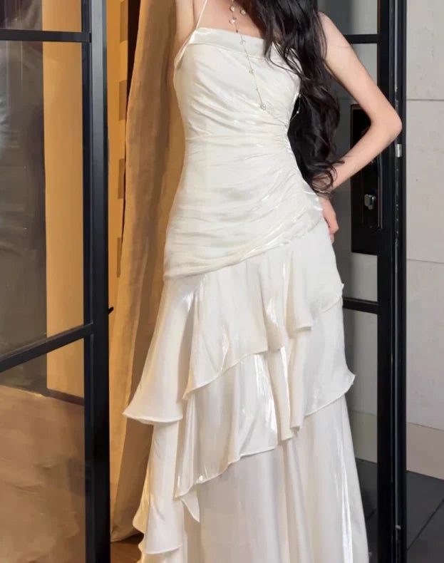 White Enchanted ?? Prom Dress for Party&Graduation-Ruffled Layered Fairytale Birthday Evening Dress HZ1023