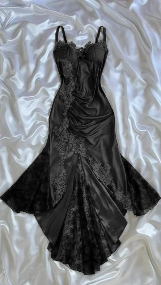 Sexy Navy Blue Mermaid Lace Prom Dress Party Dress HZ1023