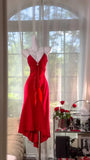 Stunning Red Mermaid Spaghetti Strap Beaded Chiffon Homecoming Dress Cocktail Dress HZ1023