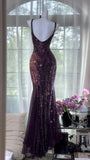 Exquisite Beaded Sequin Mermaid V Neck Chiffon Prom Dress Evening Dress Formal Dress HZ1023