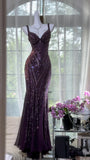 Exquisite Beaded Sequin Mermaid V Neck Chiffon Prom Dress Evening Dress Formal Dress HZ1023