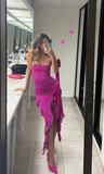 Sexy High Low Off The Shoulder Chiffon Ruffles Prom Dress Birthday Outfits HZ1023