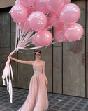 Pink Flowy Charming A Line Sweetheart Neck Sequin Tulle Long Prom Dress Formal Dress HZ1023