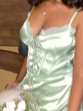 Cute Sheath Spaghetti Strap Lace Light Green Satin Short Homecoming Dress Outfits HZ1023