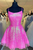 Glitter Sequins Tulle A-Line Homecoming Dress Short Party Dress HZ1023