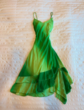 Vintage Green Ombre A Line Spaghetti Strap Ruffle Chiffon Homecoming Dress Outfits HZ1023