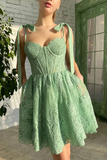 Green Sweetheart Lace Homecoming Dress HZ1023