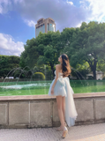 Baby Blue A Line Sweetheart Neck Tulle Short Homecoming Dress Birthday Dress with Bow HZ1023