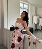 Vintage A Line Spaghetti Straps Beaded Chiffon Prom Dress Evening Dress HZ1023