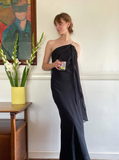 Sexy Sheath Spaghetti Strap Beaded Black Chiffon Long Prom Dress Prom Dress HZ1023