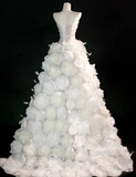 White Flower Exquisite Mermaid Rhinestone Tulle Strapless Prom Dress Evening Dress Party Dress HZ1023