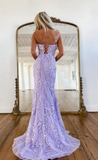 Beautiful Purple Strapless Applique Mermaid Evening Dress,Formal Prom Dress HZ1023