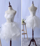 Lovely White Tulle Short Party Dress, Cute Homecoming Dress HZ1023