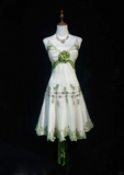 Vintage A Line Spaghetti Strap Green Appliques Beaded Tulle Satin Homecoming Dress HZ1023