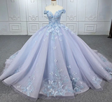 Gorgeous Purple Off The Shoulder Applique Prom Dress Sweet 16 Dress Quinceanera Dress HZ1023