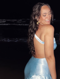 Baby Blue Mermaid One Shoulder Satin Short Open Back Homecoming Dress HZ1023