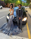 Charming Sequins Mermaid Evening Dress Long Prom Dress HZ1023