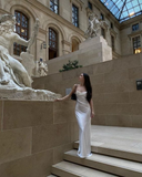 Sexy Mermaid Straps White Backless Prom Dress HZ1023