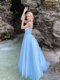 Charming Light Blue Long Prom Dress HZ1023