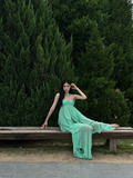 Romantic A Line Sweetheart Neck Ruffle Green Chiffon Party Dress Birthday Dress HZ1023