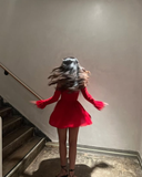 Sexy A Line Long Sleeve Burgundy Chiffon Short Homecoming Dress Birthday Dress with Bow HZ1023