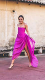 Charming Sheath Spaghetti Strap Hot Pink Chiffon Long Prom Dress Evening Dress HZ1023