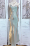 Simple Pretty Mermaid Spaghetti Strap Satin Prom Dress Evening Dress Formal Dress HZ1023