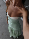 Mint Green A Line Sweetheart Neck Satin Chiffon Long Prom Dress Evening Dress HZ1023