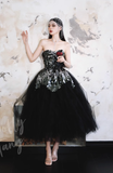Shiny Black Sequin A Line Sweetheart Neck Tulle Homecoming Dress Cocktail Dress HZ1023
