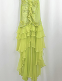 Flowy Green Ruffle Mermaid Exquisite Beaded Chiffon Prom Dress Evening Party Gowns HZ1023