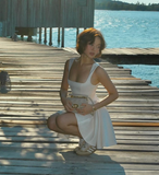 Simple A Line Straps Ivory Satin Short Homecoming Dress Birthday Dress HZ1023