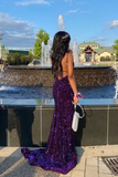 Purple Sequin Mermaid Prom Dress Long Party Dress HZ1023