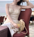 Simple Mermaid Spaghetti Strap Lace Satin Long Party Dress Evening Dress HZ1023