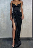 Black Mermaid Spaghetti Straps Cheap Long Evening Prom Dresses HZ1023
