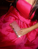 Hot Pink A Line Strapless Satin Long Prom Dress Birthday Dress with Bow HZ1023